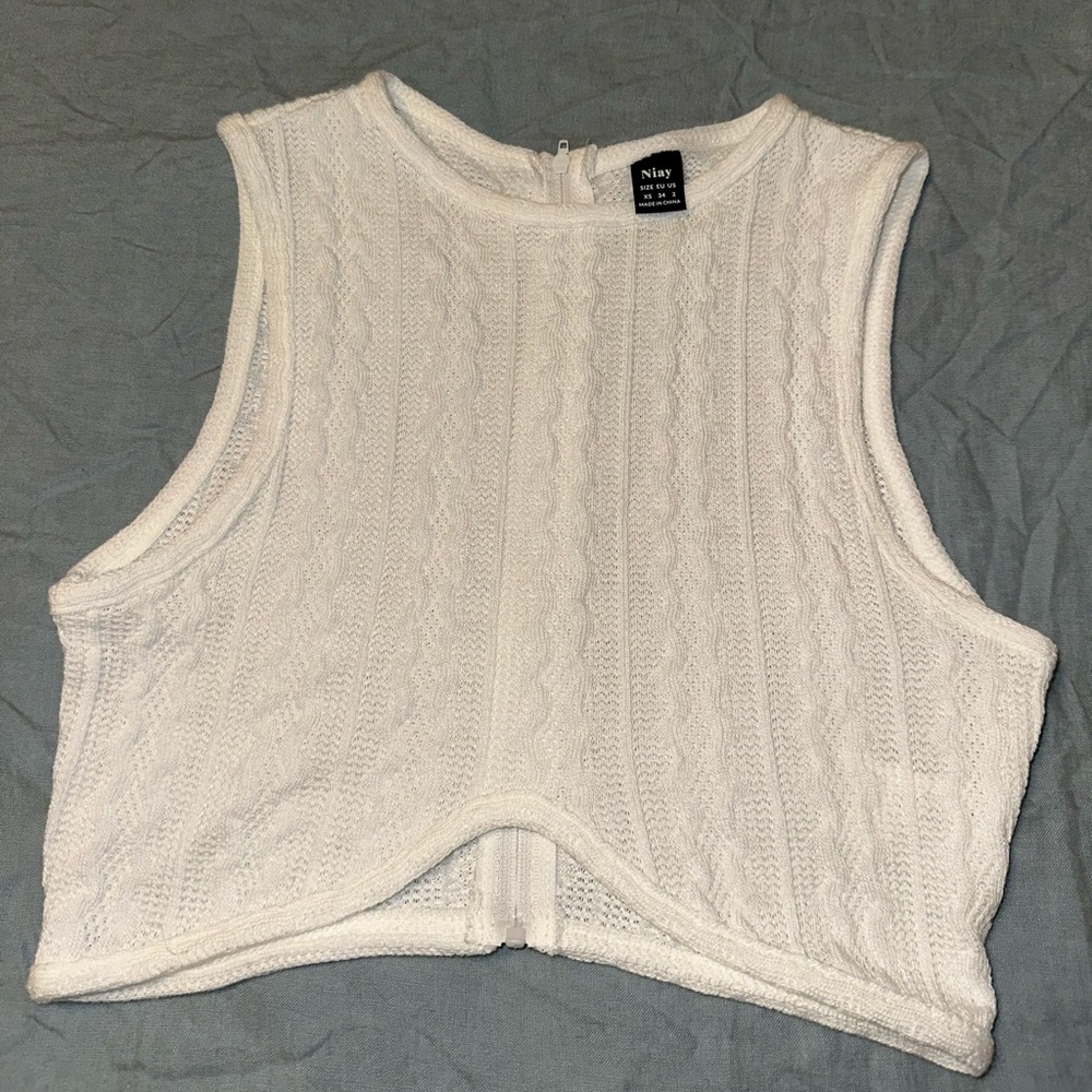 White cropped sweater tank top from SHEIN